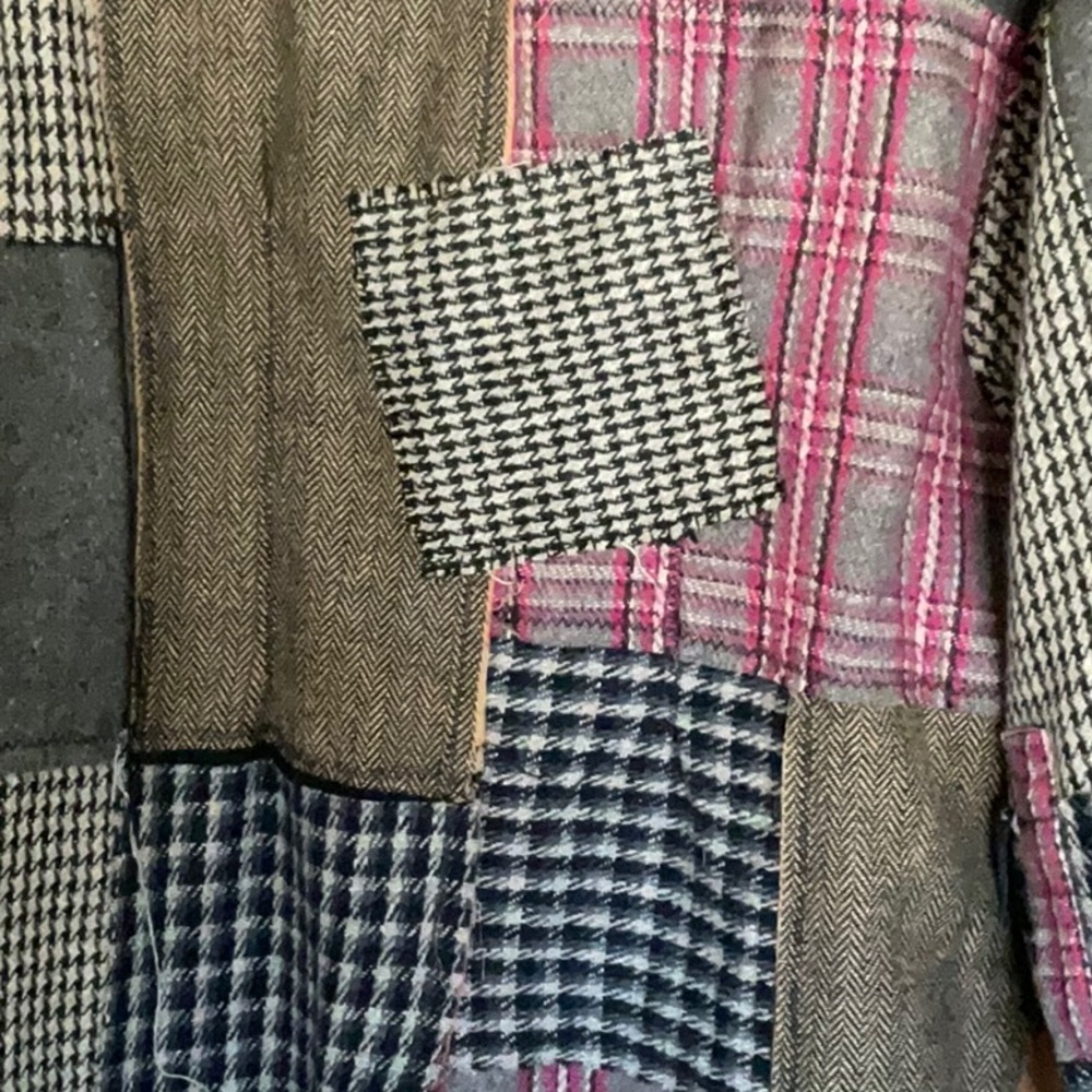 Magnolia Pearl Wool Patchwork Jacket. One Size.  Black, Brown, Purple Patches. - Picture 5 of 5